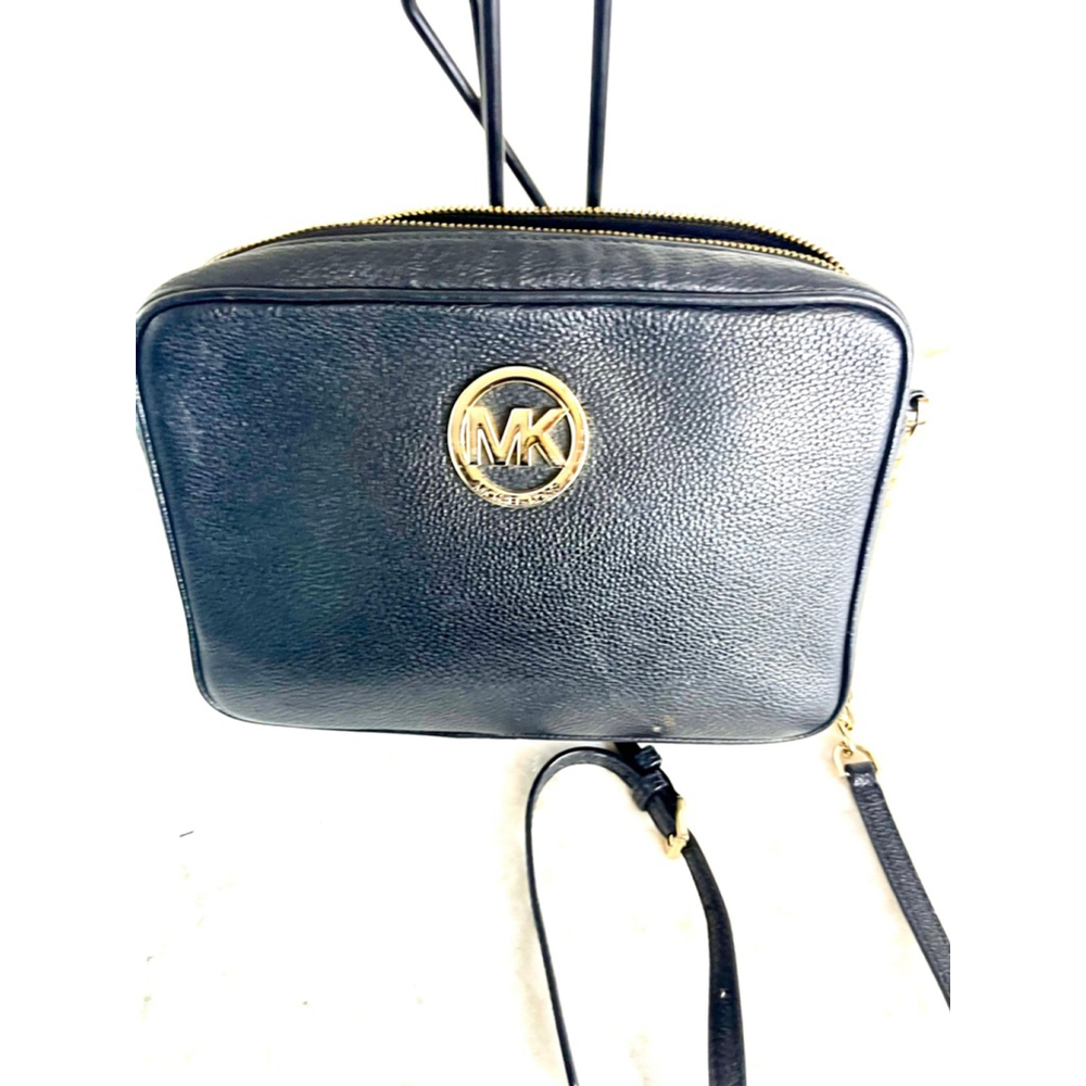 Michael Kors Women's Fulton LG EW Crossbody Bag Purse in Black Leather with Gold